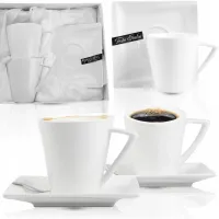 ZESTAW 2 FILIŻANEK MELANIA 220ML PORCELANA NA PREZENT KAWA HERBATA KOMPLET