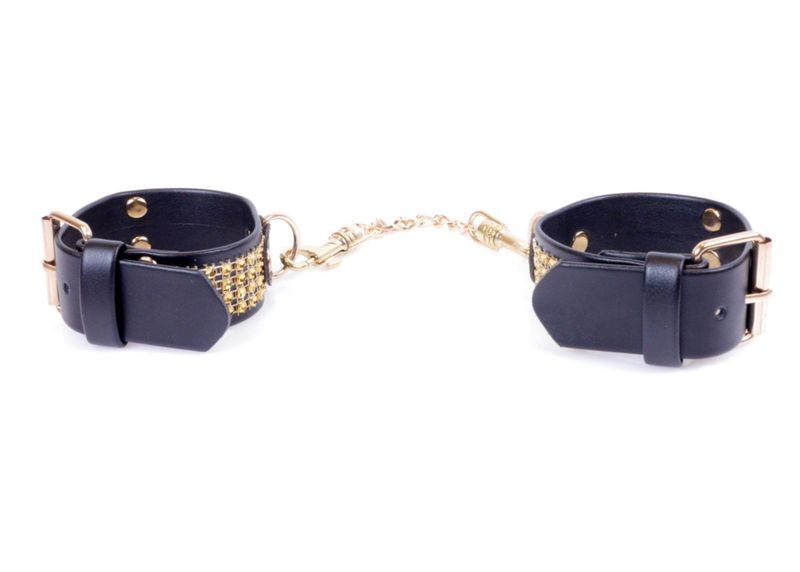 Fetish B - Series Handcuffs with cristals 3 cm Gold zdjęcie 5