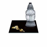 SZKLANA PODSTAWKA POD ZNICZE Z DEDYKACJĄ 25x25cm 488e