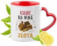 Kubek Czerwony Z Uszkiem W Kształcie Serca Dla Księdza Na Prezent