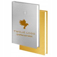 firmowy dzienny kalendarz 2026 A5 Z LOGO złoty/srebrny z grawerem 5 szt