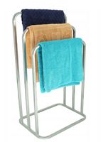 Nowoczesny Stojak Wieszak na Ręczniki 3 Ram Zaokrąglony Metal Loft SREBRNY