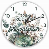ZEGAR ścienny dużo wzorów z grafiką motyw kwiatowy TWÓJ TEKST nazwisko
