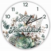 ZEGAR ścienny dużo wzorów z grafiką motyw kwiatowy TWÓJ TEKST nazwisko