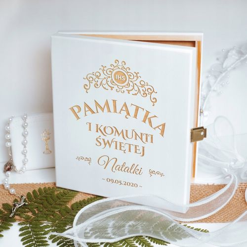PAMIĄTKA PIERWSZEJ KOMUNII ŚWIĘTEJ PREZENT NA KOMUNIĘ PUDEŁKO UPOMINEK na Arena.pl