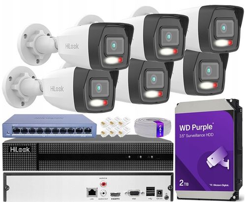 Zestaw Monitoringu IP 6Mpx PoE Hybrid Light Aplikacja Detekcja Audio na Arena.pl