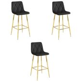 Hoker NADO - aksamit czarny / nogi ZŁOTE x 3