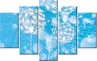 70 100CM OBRAZ 5 ELEM DMUCHAWCE ABSTRAKCYJNYM BŁĘKITNYM TLE DRUK PŁÓTNO