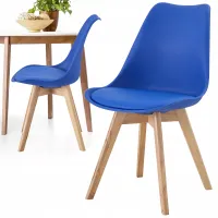 KRZESŁO Z PODUSZKĄ GRANATOWE DSW DO JADALNI BIURA SALONU NOGI BUKOWE