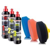 pasty polerskie do lakieru pady abw 1100 2500 3500 + fibra 3x250ml menzerna