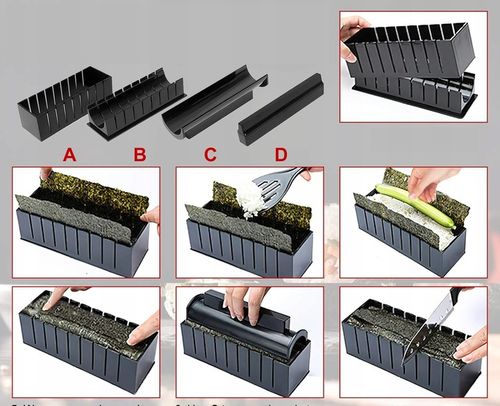 30SZT ZESTAW MASZYNKA DO ROBIENIA SUSHI Z ROLKA MATA PRASKA NÓŻ DO na Arena.pl