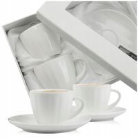 ZESTAW FILIŻANEK Z TALERZYKAMI NA PREZENT 100 ML PORCELANA DO KAWY HERBATY
