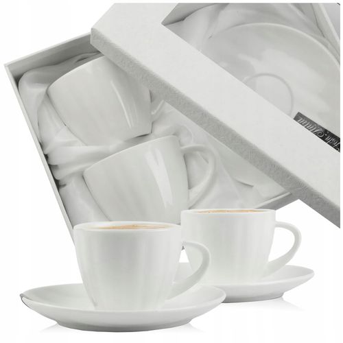 ZESTAW FILIŻANEK Z TALERZYKAMI NA PREZENT 100 ML PORCELANA DO KAWY HERBATY na Arena.pl