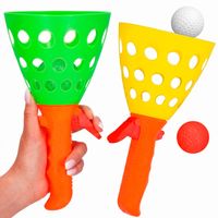 Gra zręcznościowa łapacz piłeczek, catch ball - rzuć i złap piłkę, 2 rękawice z wyrzutnią, 3 piłeczki
