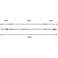 Gryf Prosty stalowy sztanga 120 cm 30mm ryflowany gwintowany z zaciskami