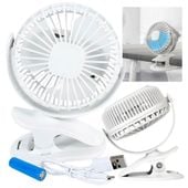 Wentylator led klips stojący biurkowy biały podświetlany na usb wiatraczek