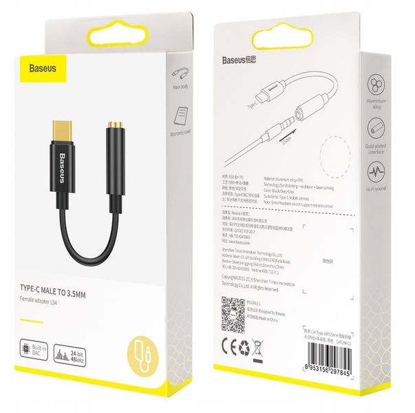BASEUS ADAPTER PRZEJŚCIÓWKA AUDIO USB-C TYP-C - MINI JACK 3.5MM AUX DAC zdjęcie 4
