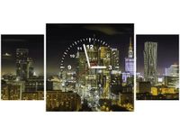 80X40CM ZEGAR WARSZAWSKIE ŚRÓDMIEŚCIE NOCĄ OBRAZ