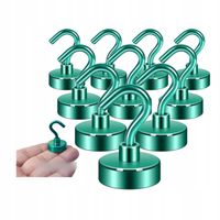 Magnes Neodymowy Z Haczykiem Haczyk Uchwyt Mocny Udźwig 1.6Kg Zielony 10Szt