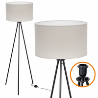 Lampa podłogowa Trigni CZARNA - Nowoczesny Design abażur Jasnoszary