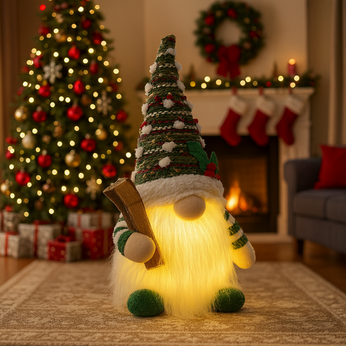 krasnal świąteczny świecący na baterie, lampka z pluszu 14 x 28 cm, ksn208 na Arena.pl