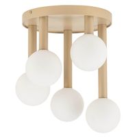 Sufitowa lampa kulista Perla 33604 Sigma metalowa szklana biały beżowy