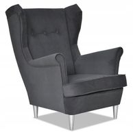 Fotel uszak ARI skandynawski Family Meble POCZEKALNIA szarość WELUR