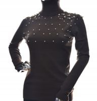 Damski golf sweter z golfem perełkami perełki UNI