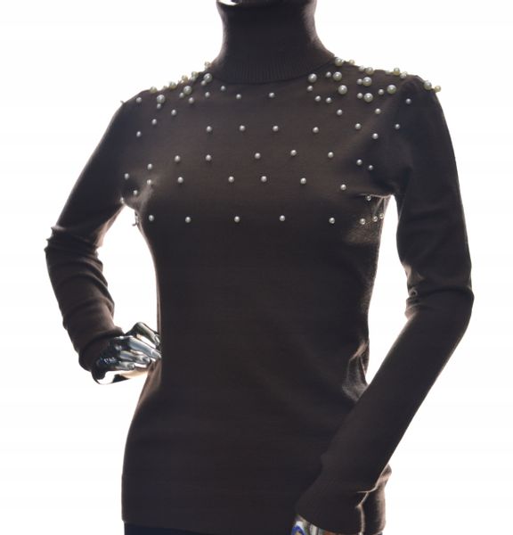 Damski golf sweter z golfem perełkami perełki UNI zdjęcie 1