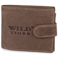 Mały poziomy portfel męski Wild Tiger - ciemnobrązowy