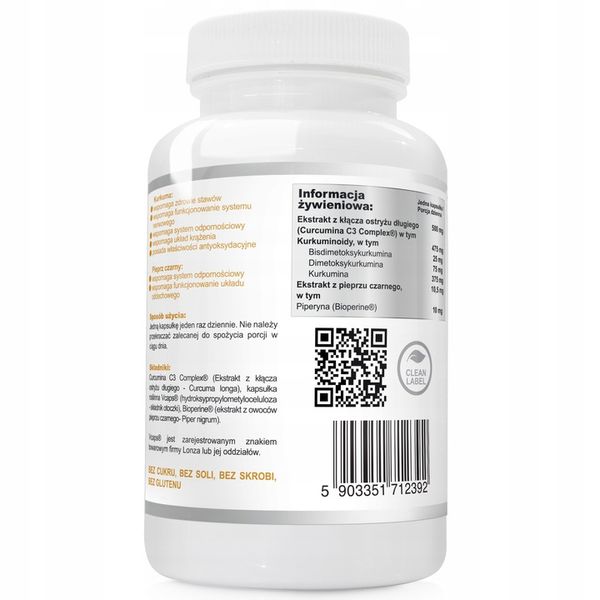 KURKUMINA + PIPERYNA CURCUMIN C3 turmeric 2x60kaps zdjęcie 2