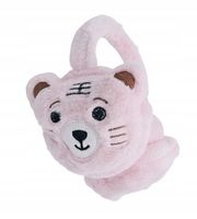 Mięciutkie pluszowe nauszniki Miś z wąsami jasny różowy