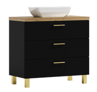 Szafka łazienkowa ROMA 60  czarna z umywalką Lara (W7)