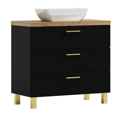 Szafka łazienkowa ROMA 60  czarna z umywalką Lara (W7) na Arena.pl