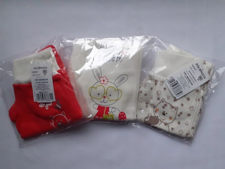 Półśpiochy dla maluszka 80 bawełna bezucisk. 3 pak zdjęcie 5