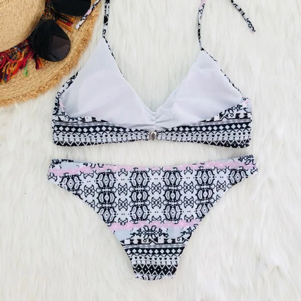 BIKINI STRÓJ KĄPIELOWY DWUCZĘŚCIOWY WZÓR AZTECKI WIĄZANY KOSTIUM KOMPLET M zdjęcie 8