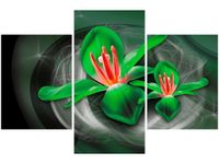 90X60CM OBRAZ ZIELONE KOSMICZNE KWIATY JAKUB BANAŚ TRZY OBRAZY