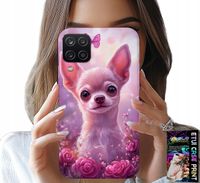 ETUI DO SAMSUNG A12 / M12 - SŁODKA CHIHUAHUA NA RÓŻOWYM TLE KWIATAMI