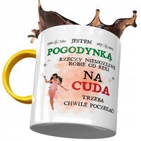 Kubek Żółty Dla Pogodynki Trzeba Chwilę Poczekać Z Nadrukiem Ze Zdjęciem