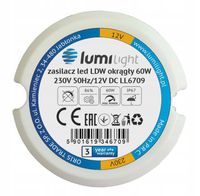 Zasilacz montażowy PREMIUM fi60 do puszki 12V 5A 60W LED IP67 dopuszkowy