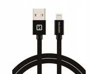 2 x KABEL SWISSTEN TEXTILE 1,2M MFI BLACK USB/LIGHTNING