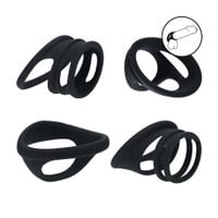 silicone cock and ball ring set of 4 - black