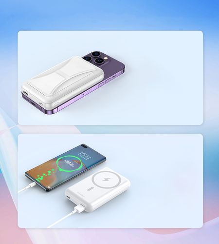 Powerbank 10000 mAh 20W MagSafe USB-A USB-C funkcja podstawki - biały na Arena.pl