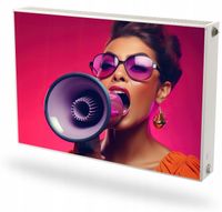 Mata magnetyczna magnes na grzejnik Fototapeta na wymiar KOBIETA MEGAFON