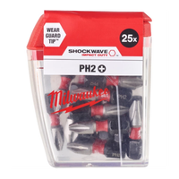 Bit Milwaukee bity udarowe PH2 25 mm Shockwave Impact Duty zestaw 25 sztuk