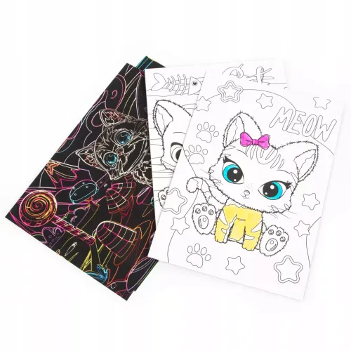 Wydrapywanka Z Kolorowanką Kotki 6 Arkuszy Z Rysikiem Kidea na Arena.pl