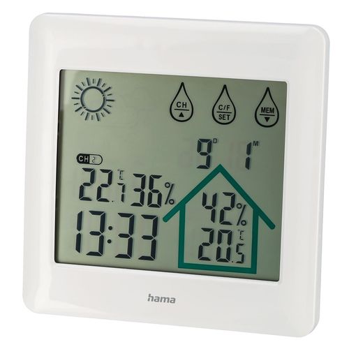 Stacja pogody Hama Action termometr higrometr zegar data - biała na Arena.pl