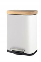 Kosz na śmieci 5L BLACK/WHITE biały bambusowa klapa wolnoopadająca