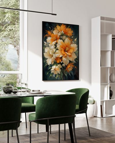 Plakat w ramie abstrakcja kwiaty obraz 40x50 cm w czarnej ramie na Arena.pl