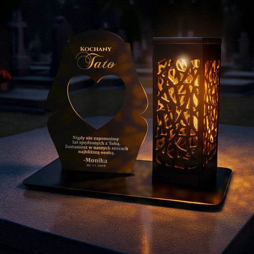 Znicz SOLARNY Ażurowy z Podstawką DEDYKACJA dla Taty PAMIĄTKA OZDOBNY na Arena.pl